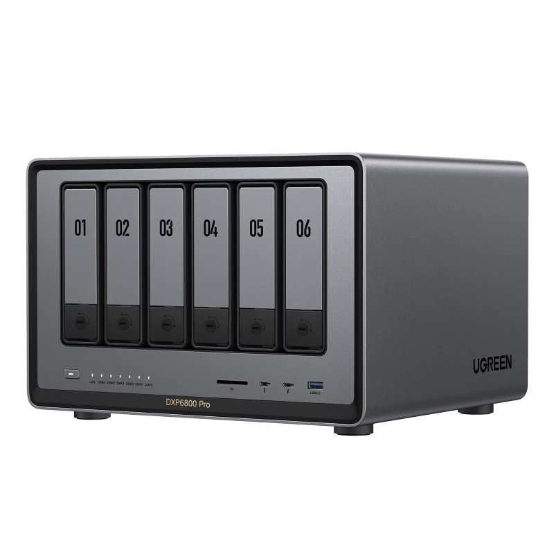 وحدة تخزين شبكية UGREEN NASync DXP6800 Pro سعة 208 تيرابايت (6x32 تيرابايت + 2x8 تيرابايت) معالج Intel i5 بعشرة نوى - يوجرين